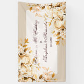 Elegant Goud & Ivoor Bloemen Bruiloft Welkom Spandoek (Verticaal)
