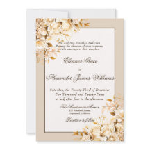 Elegant Goud & Ivoor Bloemen Formele Bruiloft