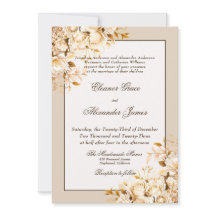 Elegant Goud & Ivoor Bloemen Formele Bruiloft