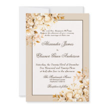 Elegant Goud & Ivoor Bloemen Formele Bruiloft