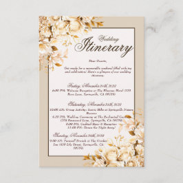 Elegant Goud & Ivoor Bloemen Huwelijksroute Informatiekaartje