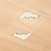 Elegant Goud Ivoor Bloemen Nuestra Boda Bruiloft Acryl Uitnodigingen (Laagn)