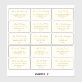 Elegant goud & ivoor bruiloft individueel adres sticker