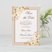 Elegant Goud & Ivoor Floral Formal Save the Date Kaart (Staand voorkant)