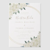 Elegant Goud Ivory Bloemstuk Nuestra Boda Trouwen Vellum Uitnodigingen (Voorkant)