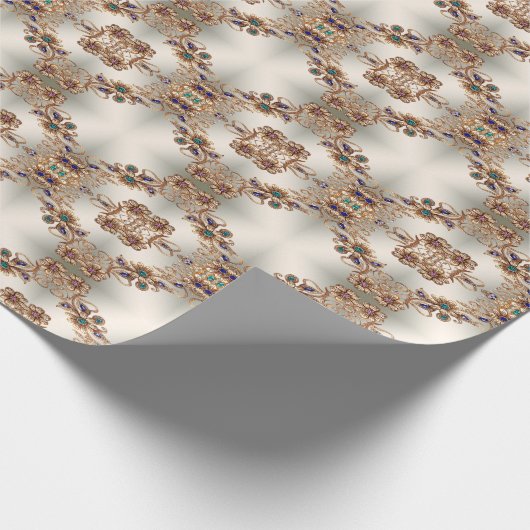 Elegant Goud Juweel Bloemen Inpakpapier (Hoek)