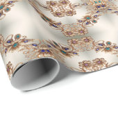 Elegant Goud Juweel Bloemen Inpakpapier (Rol Hoek)