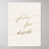 Elegant Goud Kalligrafie Ivoor Glutenvrij Dessert Poster (Voorkant)