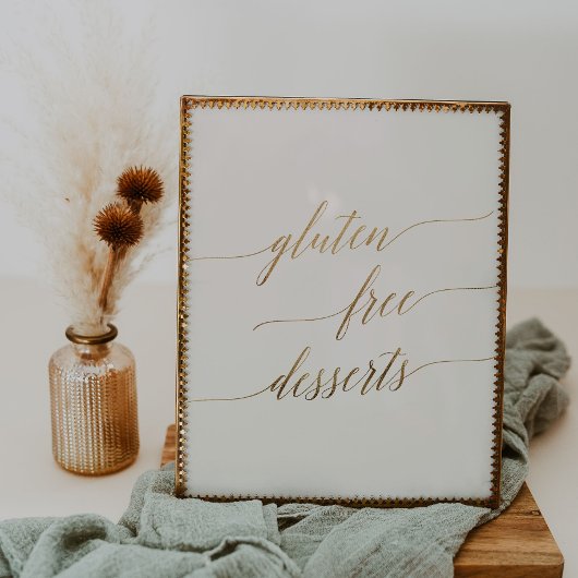 Elegant Goud Kalligrafie Ivoor Glutenvrij Dessert Poster