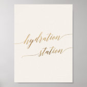 Elegant Goud Kalligrafie Ivoor Hydration Station Poster (Voorkant)