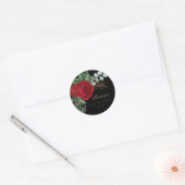 Elegant Goud Kalligrafie Rood Bloemen Zwart Bruilo Ronde Sticker (Envelop)