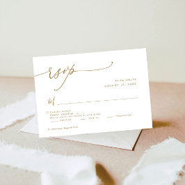 Elegant Goud Kalligrafie Script Bruiloft RSVP Kaartje
