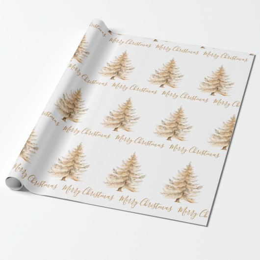 Elegant Goud Kerstboom Vakantie Wrapping Papier (Uitgerold)