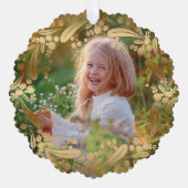 Elegant Goud Kerstmis Botanische krans Foto Ornament Kaart (Voorkant)