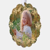 Elegant Goud Kerstmis Botanische krans Foto Ornament Kaart (Links)