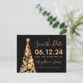 Elegant Goud Kerstmis Bruiloft Save The Date Aankondigingskaart (Staand voorkant)
