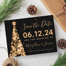 Elegant Goud Kerstmis Bruiloft Save The Date