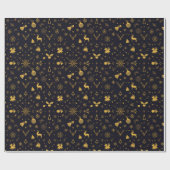Elegant Goud Kerstpatroon Cadeaupapier (Vlak)