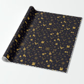 Elegant Goud Kerstpatroon Cadeaupapier (Uitgerold)