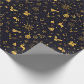 Elegant Goud Kerstpatroon Cadeaupapier (Hoek)