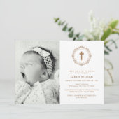 Elegant Goud Klassieke Foto Kruiskrans Doop Kaart (Staand voorkant)