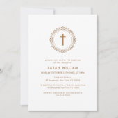 Elegant Goud Klassieke Kruis Krans Doop Kaart (Voorkant)