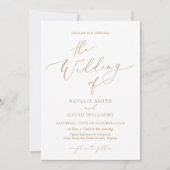 Elegant Goud Kleur Script Bruiloft Uitnodiging (Voorkant)