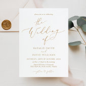 Elegant Goud Kleur Script Bruiloft Uitnodiging