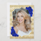 Elegant Goud Koninklijk Blauw Foto 50ste Verjaarda Kaart (Achterkant)