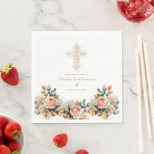 Elegant Goud  Kruis Bloemen Doop Servet (Insitu)