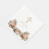 Elegant Goud  Kruis Bloemen Doop Servet (Hoek)