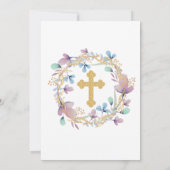 Elegant Goud Kruis Doop Bloemen Kaart (Achterkant)