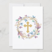 Elegant Goud Kruis Doop Bloemen Kaart (Achterkant)