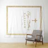 Elegant Goud Kruis Doop Fotocabine Achtergrond Wandkleed (In Situ (horizontaal))