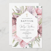 Elegant Goud Kruis en parels meisje Dop Invitati Kaart (Voorkant / Achterkant)