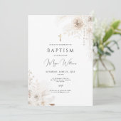 Elegant Goud Kruis en parels meisje Dop Kaart (Staand voorkant)