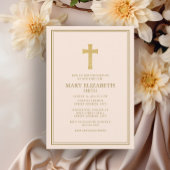 Elegant Goud Kruis Roze Baby Meisje Doop Kaart