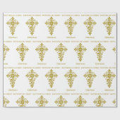 Elegant Goud  Kruisdoop Cadeaupapier (Vlak)
