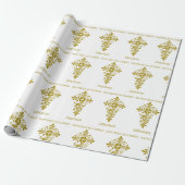 Elegant Goud  Kruisdoop Cadeaupapier (Uitgerold)