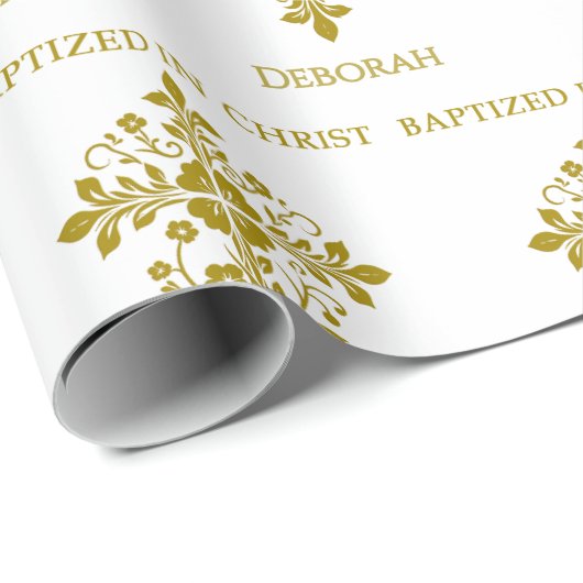 Elegant Goud  Kruisdoop Cadeaupapier (Rol Hoek)