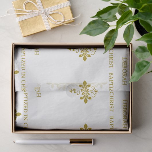Elegant Goud  Kruisdoop Tissuepapier (Geschenk)
