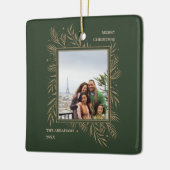 Elegant goud laat vrolijk kerstfeest foto keramisch ornament (Links)
