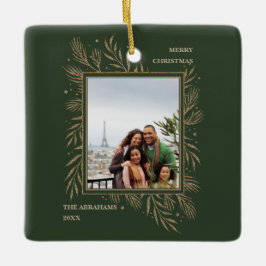 Elegant goud laat vrolijk kerstfeest foto keramisch ornament