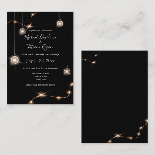 elegant goud licht moderne uitnodiging voor een ch (Voorkant / Achterkant)