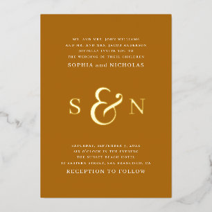 Elegant goud Lichtbruin typografie detail bruiloft Folie Uitnodiging