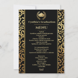 Elegant goud Lijst Afstuderen Dinner Menu Kaart