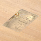 Elegant Goud Lijst Boho Flowers Vrijgezellenfeest Acryl Uitnodigingen (Laagn)