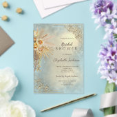 Elegant Goud Lijst Boho Flowers Vrijgezellenfeest Acryl Uitnodigingen (Insitu (Huwelijk))