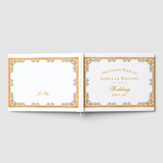 Elegant Goud Lijst Bruiloft Gastenboek (Volledig)