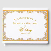 Elegant Goud Lijst Bruiloft Gastenboek (Voorkant)